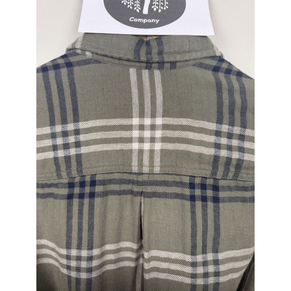 Vintage Eddie Bauer Olive Green, Navy, and White Plaid Shirt Dress - Picture 9 of 16